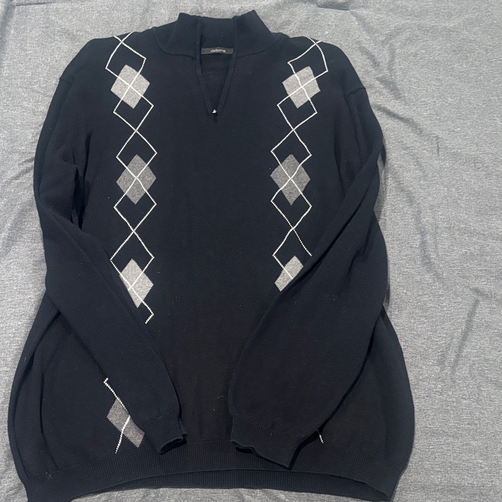 Men's Claiborne Black Argyle Sweater
